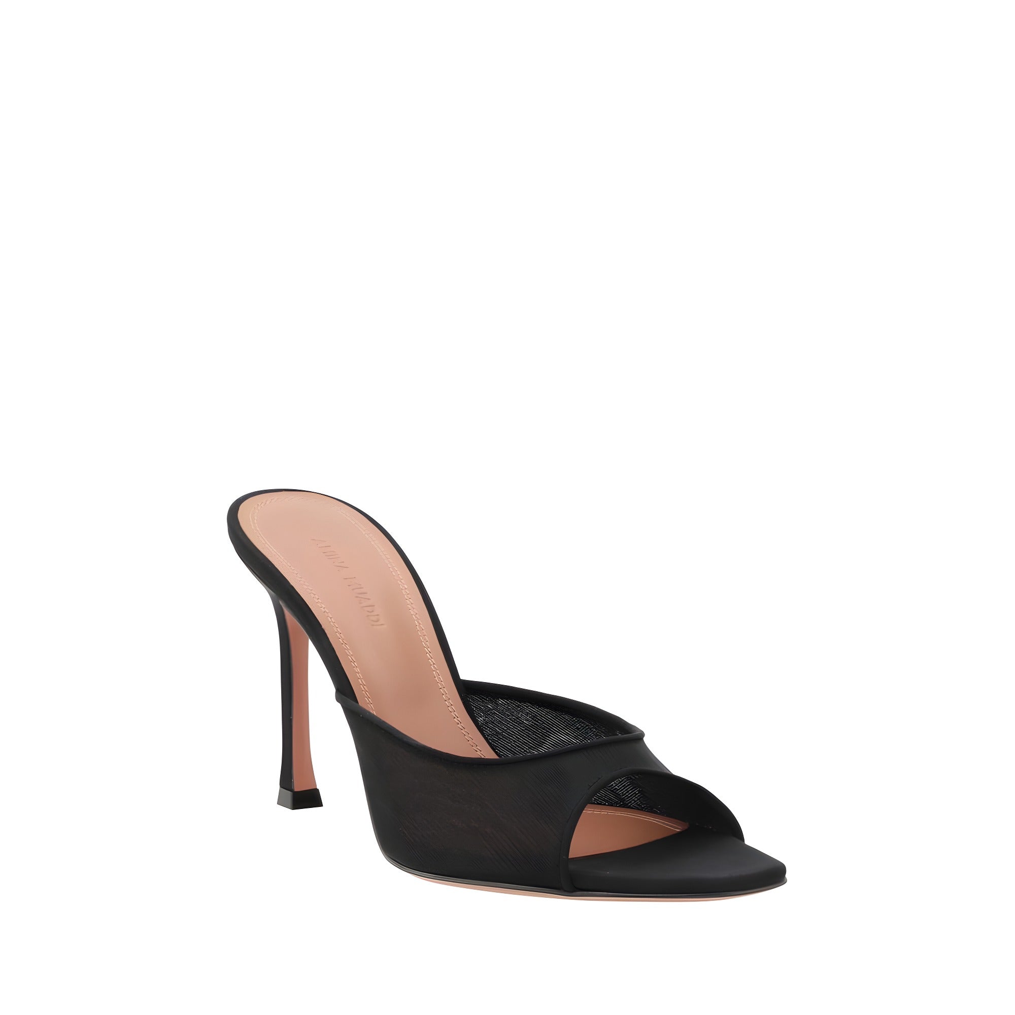 Amina Muaddi Black Stiletto Heel Sandals