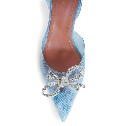 Amina Muaddi Blue Plexiglass High Heel Pumps
