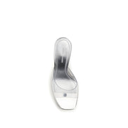 Amina Muaddi Silver Pvc Stiletto Heel Sandals