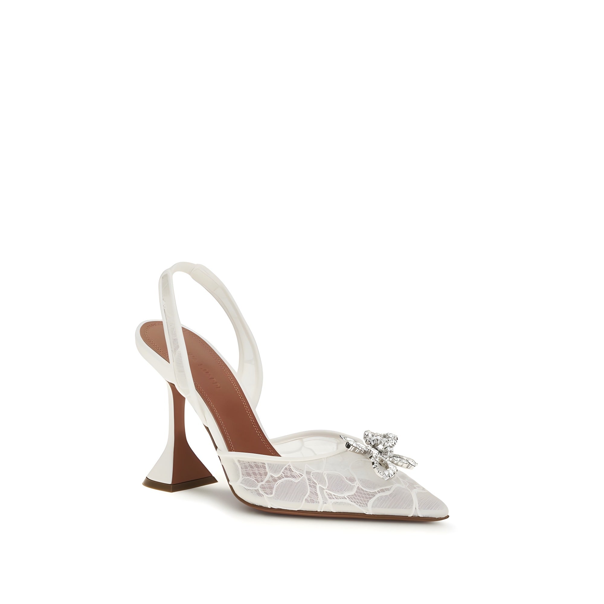 Amina Muaddi White Slingback Sandals