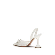 Amina Muaddi White Slingback Sandals