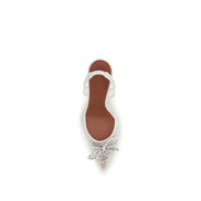 Amina Muaddi White Slingback Sandals