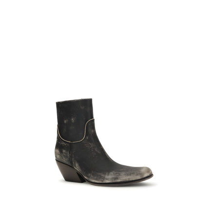 Balenciaga Black Calf Leather Ankle Boots