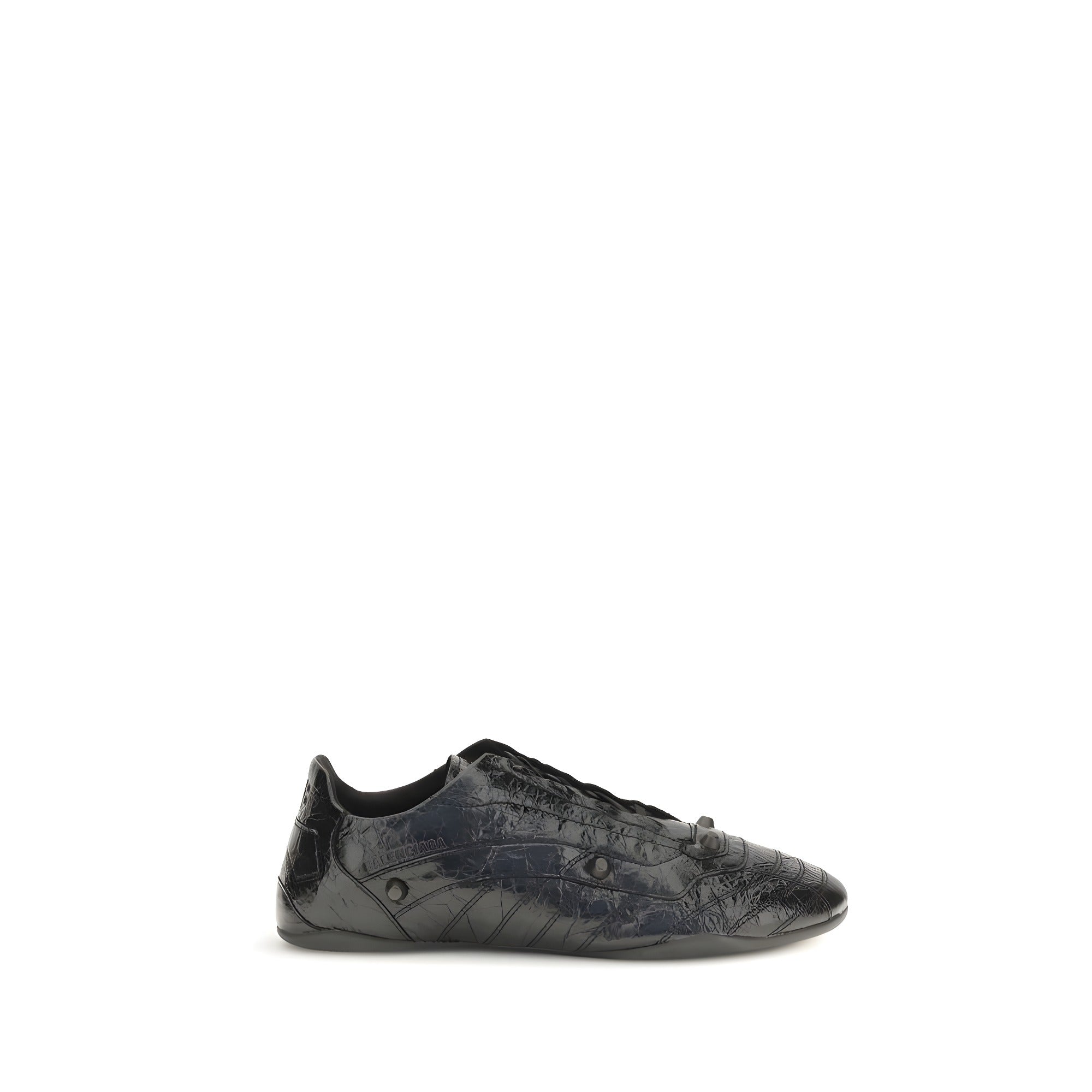 Balenciaga Black Calf Leather Athletic Sneakers