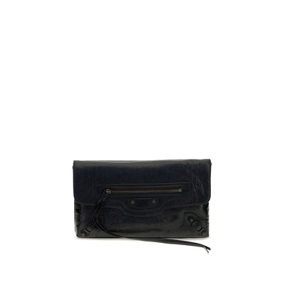 Balenciaga Black Lambskin Clutch Bag