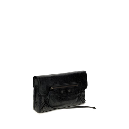 Balenciaga Black Lambskin Clutch Bag