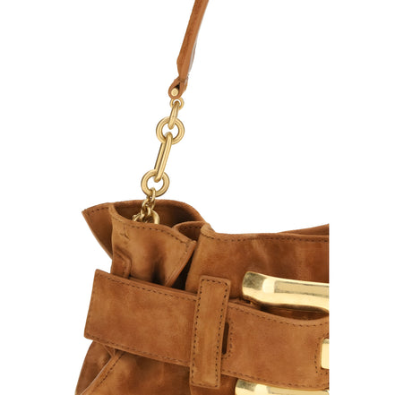 Balmain Beige Calf Leather Shoulder Bag