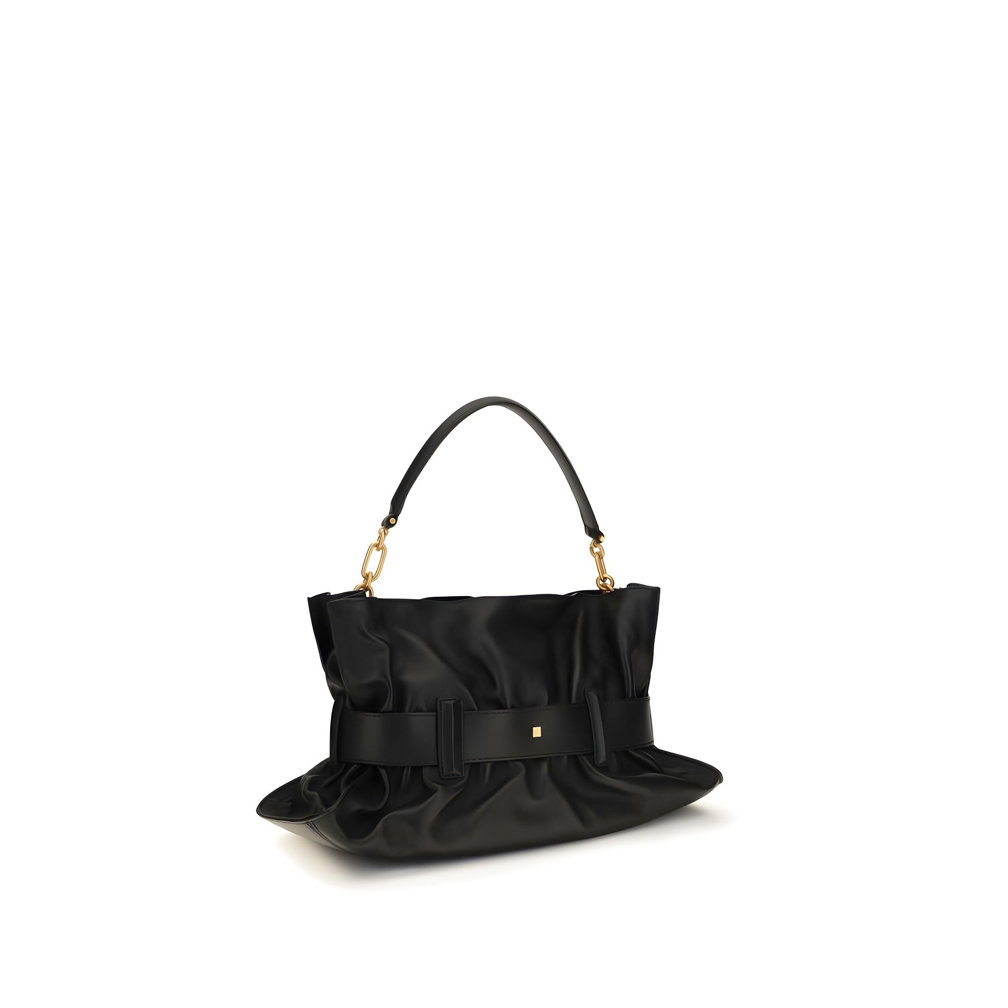 Balmain Black Calf Leather Shoulder Bag