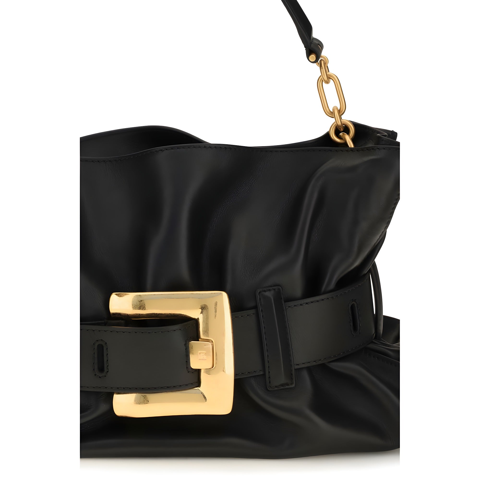 Balmain Black Calf Leather Shoulder Bag