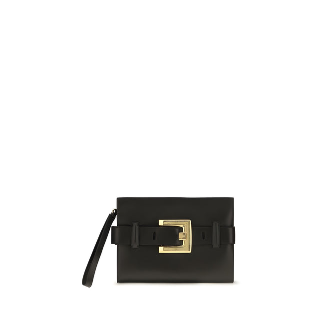 Balmain Black Leather Shoulder Bag