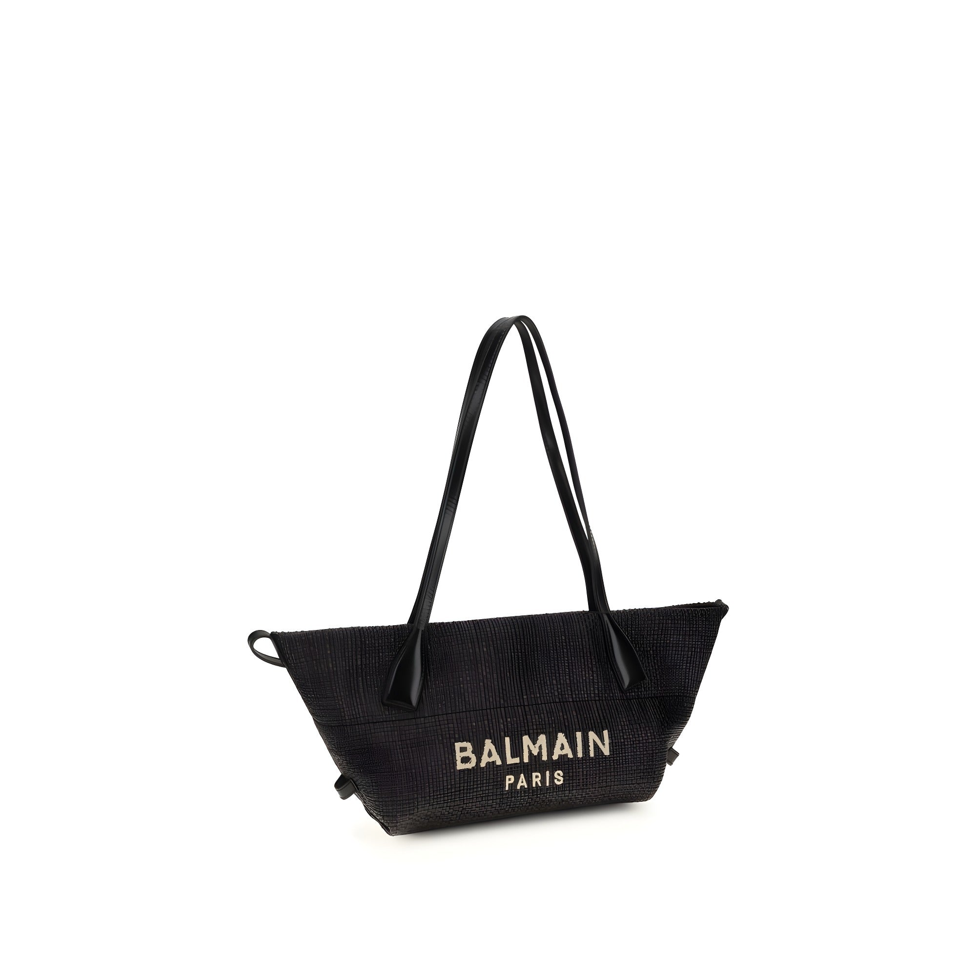 Balmain Black Raffia Shoulder Bag