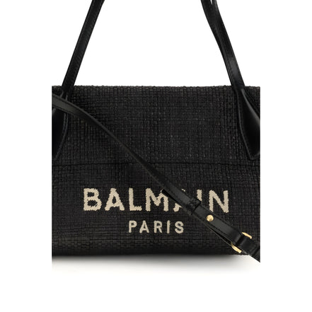 Balmain Black Raffia Shoulder Bag