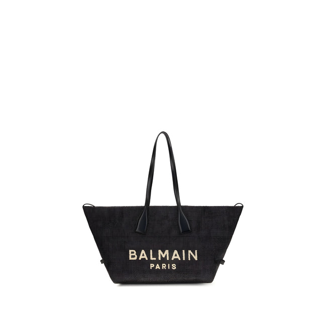 Balmain Black Raffia Shoulder Bag