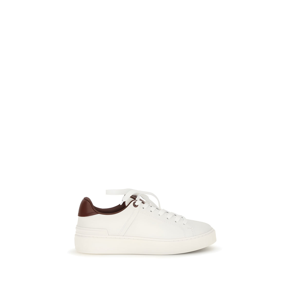 Balmain White Calf Leather Athletic Sneakers