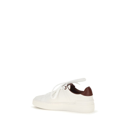 Balmain White Calf Leather Athletic Sneakers