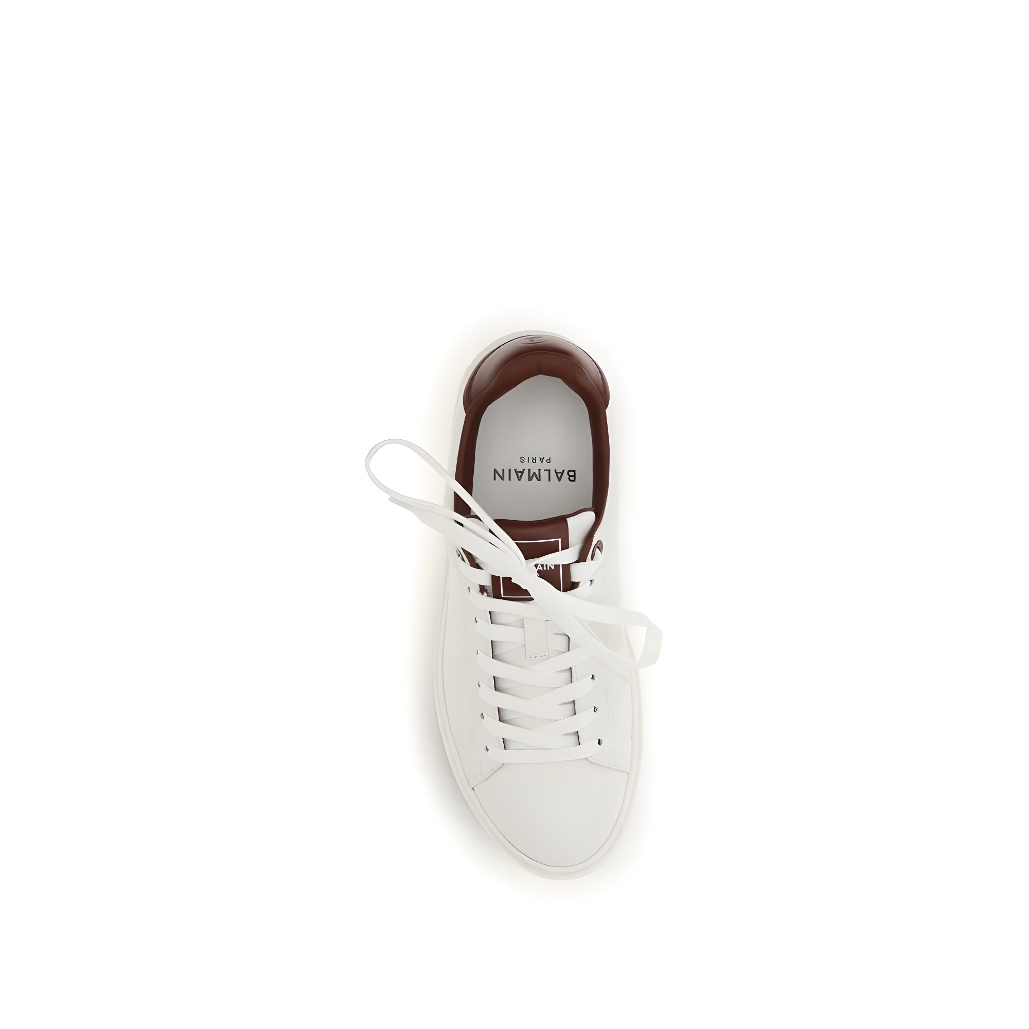 Balmain White Calf Leather Athletic Sneakers