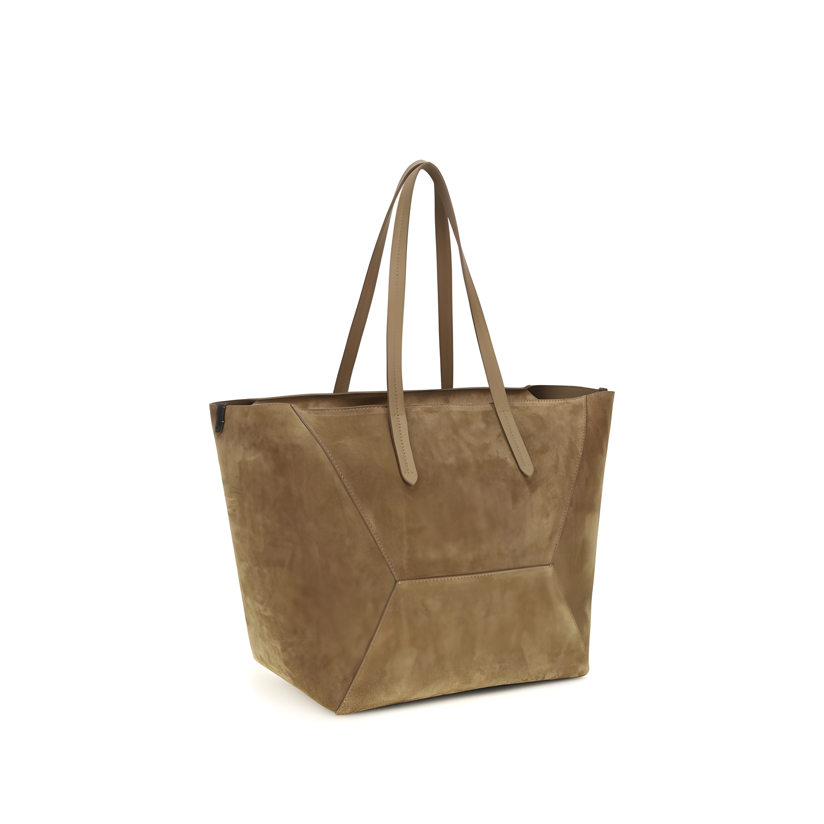 Sac porté épaule Brunello Cucinelli en cuir de veau beige Bos Taurus