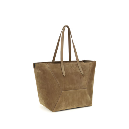 Sac porté épaule Brunello Cucinelli en cuir de veau beige Bos Taurus