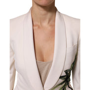 Veste beige brodée à boutonnage simple Dolce & Gabbana