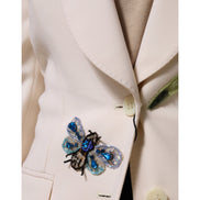 Veste beige brodée à boutonnage simple Dolce & Gabbana