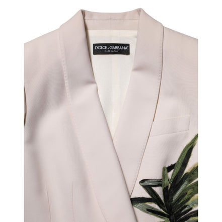 Veste beige brodée à boutonnage simple Dolce & Gabbana