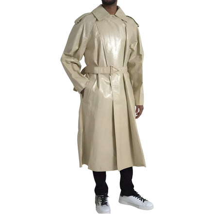 Trench-coat Veste en cuir d'agneau beige Bottega Veneta