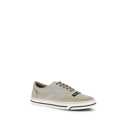 Dolce & Gabbana Beige Linen Low Top Sneakers