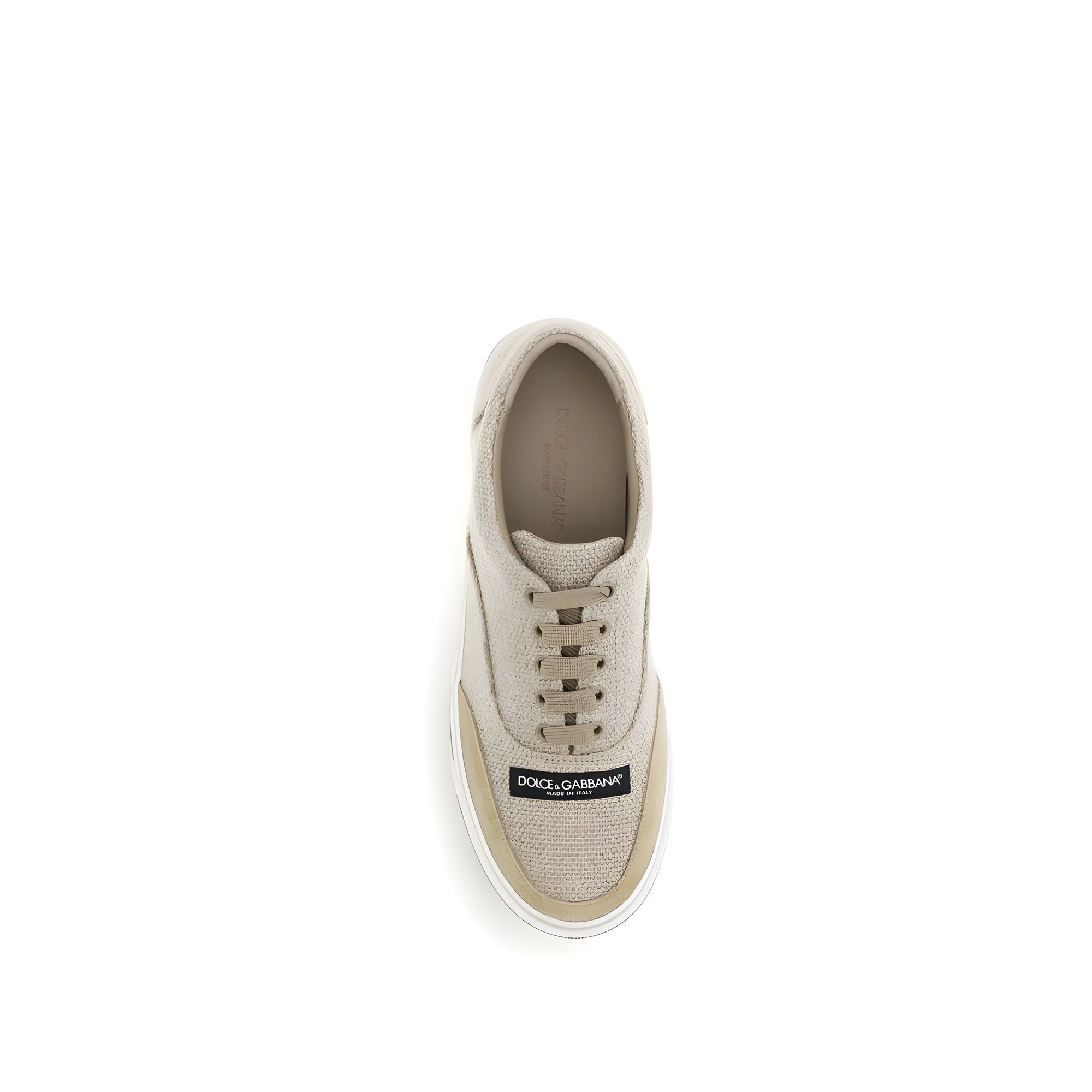 Baskets basses en lin beige Dolce & Gabbana