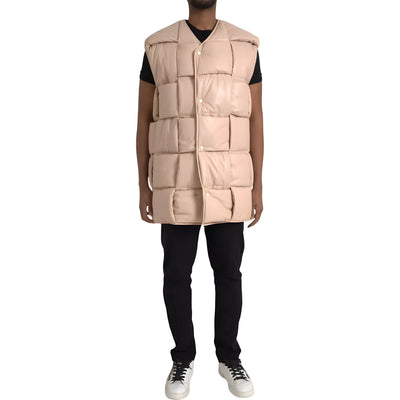 Veste en Cuir de Veau Matelassée sans Manches Beige Bottega Veneta