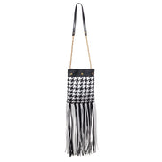 Sac bandoulière Versace en cuir et textile noir et blanc