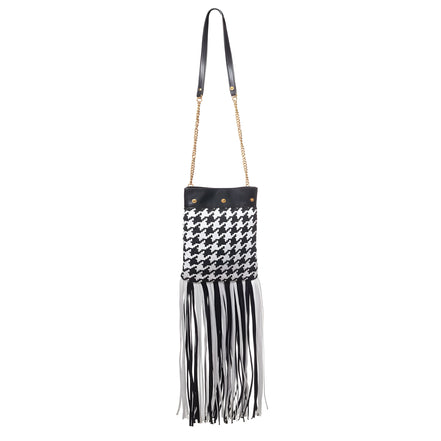 Sac bandoulière Versace en cuir et textile noir et blanc