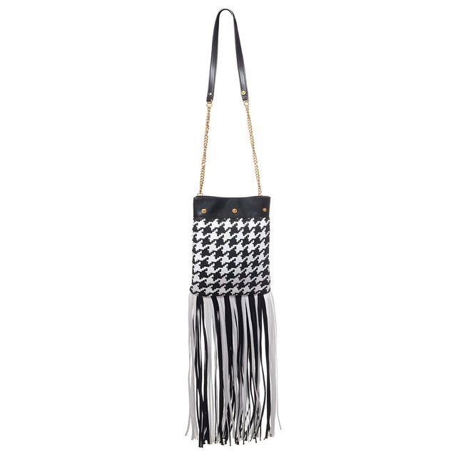 Sac bandoulière Versace en cuir et textile noir et blanc