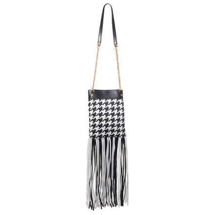 Sac bandoulière Versace en cuir et textile noir et blanc