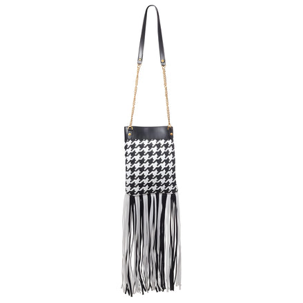 Versace Black And White Leather And Textile Shoulder Bag