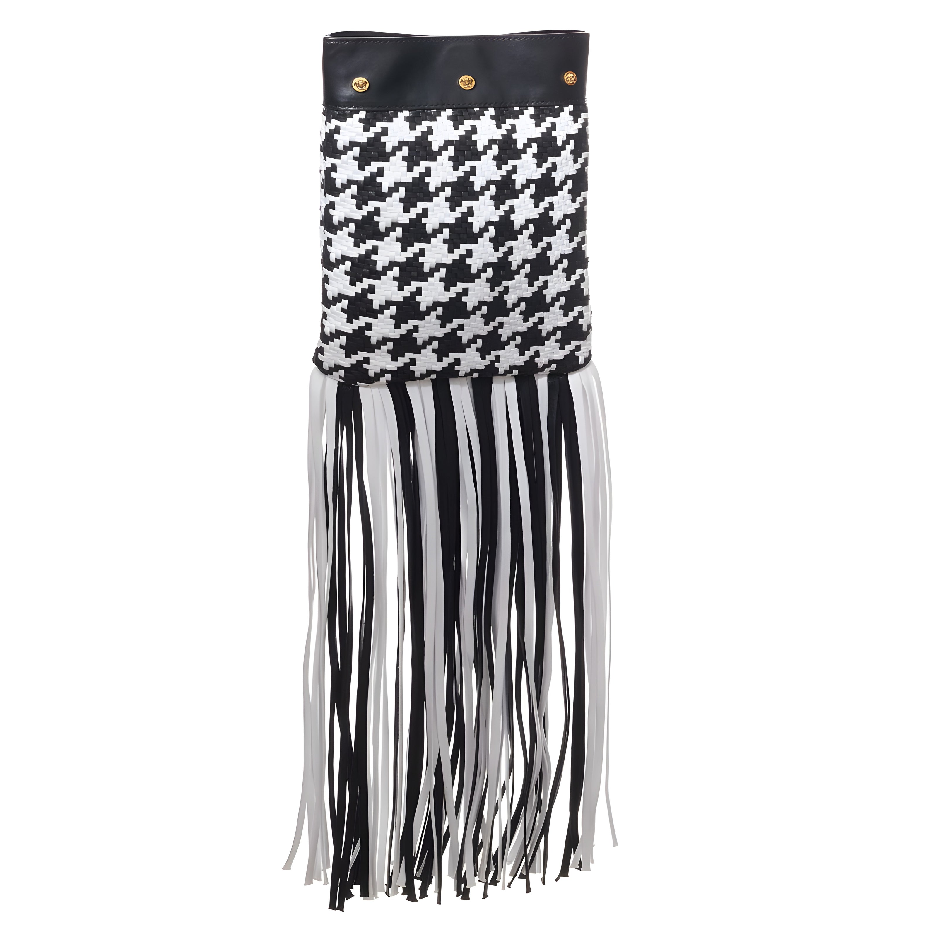 Sac bandoulière Versace en cuir et textile noir et blanc