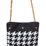 Sac bandoulière Versace en cuir et textile noir et blanc