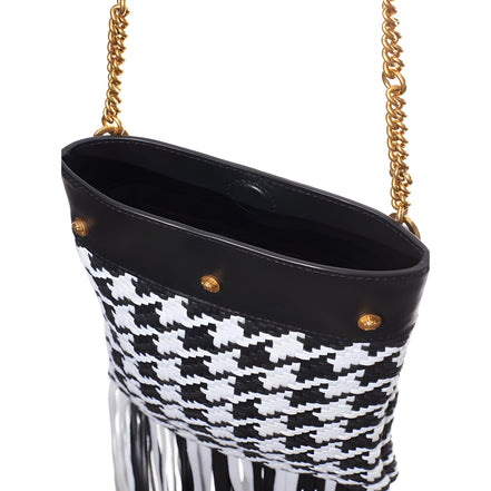 Sac bandoulière Versace en cuir et textile noir et blanc