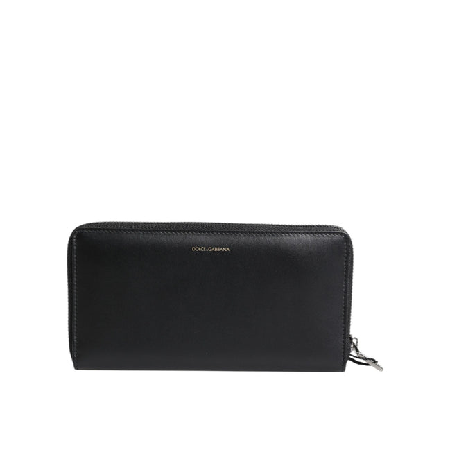 Portefeuille Continental Dolce & Gabbana en Cuir Exotique Gaufré Noir et Bleu