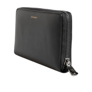 Portefeuille Continental Dolce & Gabbana en Cuir Exotique Gaufré Noir et Bleu