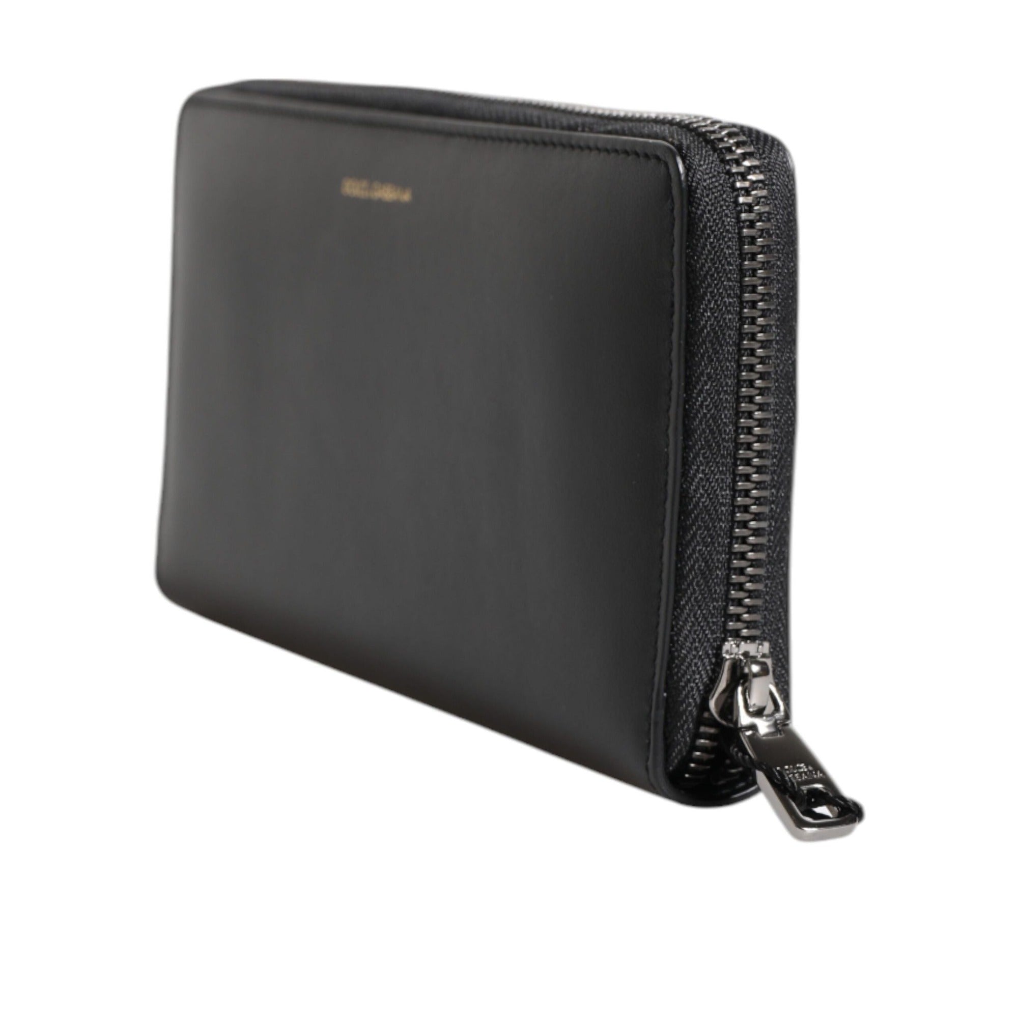 Portefeuille Continental Dolce & Gabbana en Cuir Exotique Gaufré Noir et Bleu