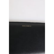 Portefeuille Continental Dolce & Gabbana en Cuir Exotique Gaufré Noir et Bleu