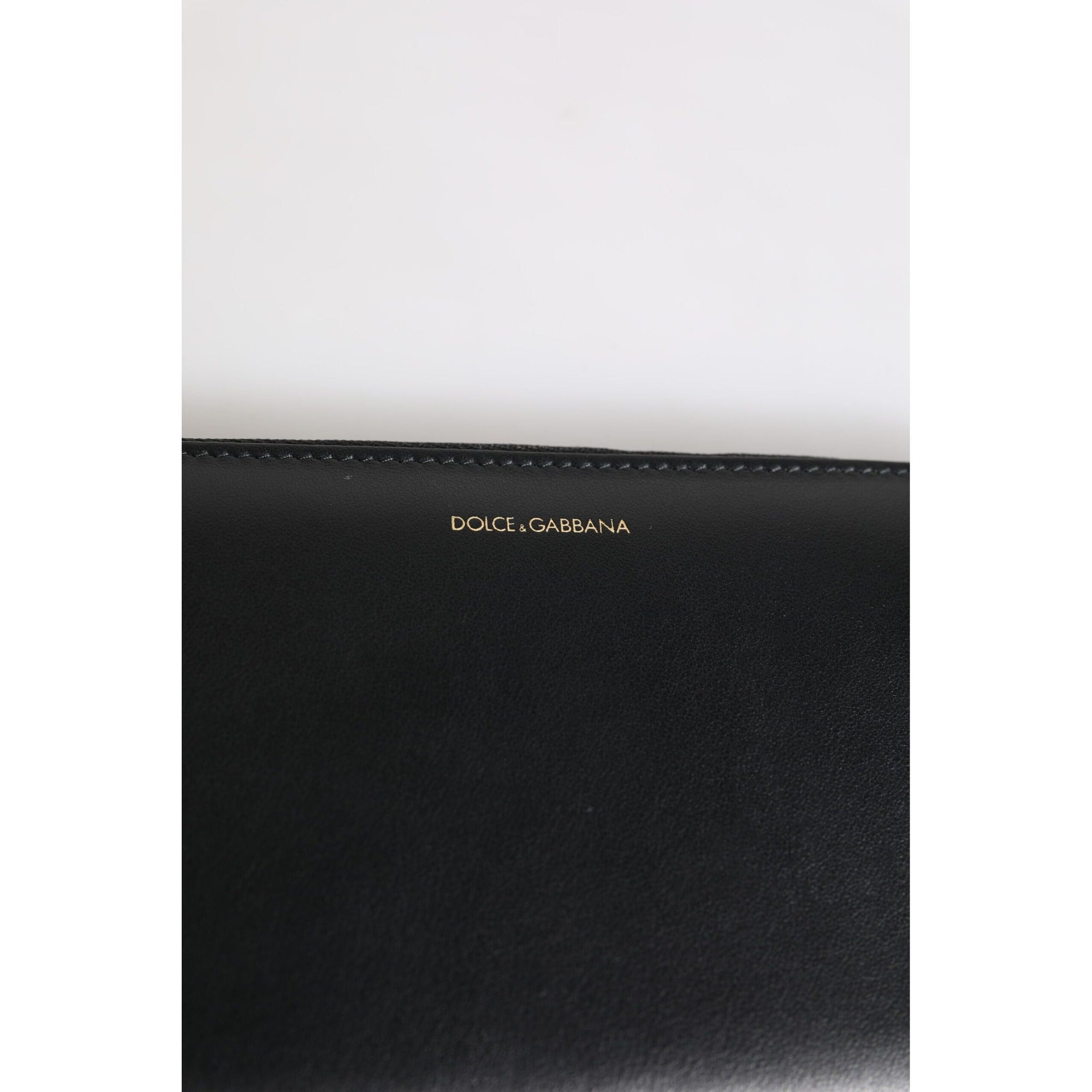 Portefeuille Continental Dolce & Gabbana en Cuir Exotique Gaufré Noir et Bleu