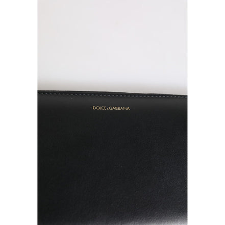 Portefeuille Continental Dolce & Gabbana en Cuir Exotique Gaufré Noir et Bleu