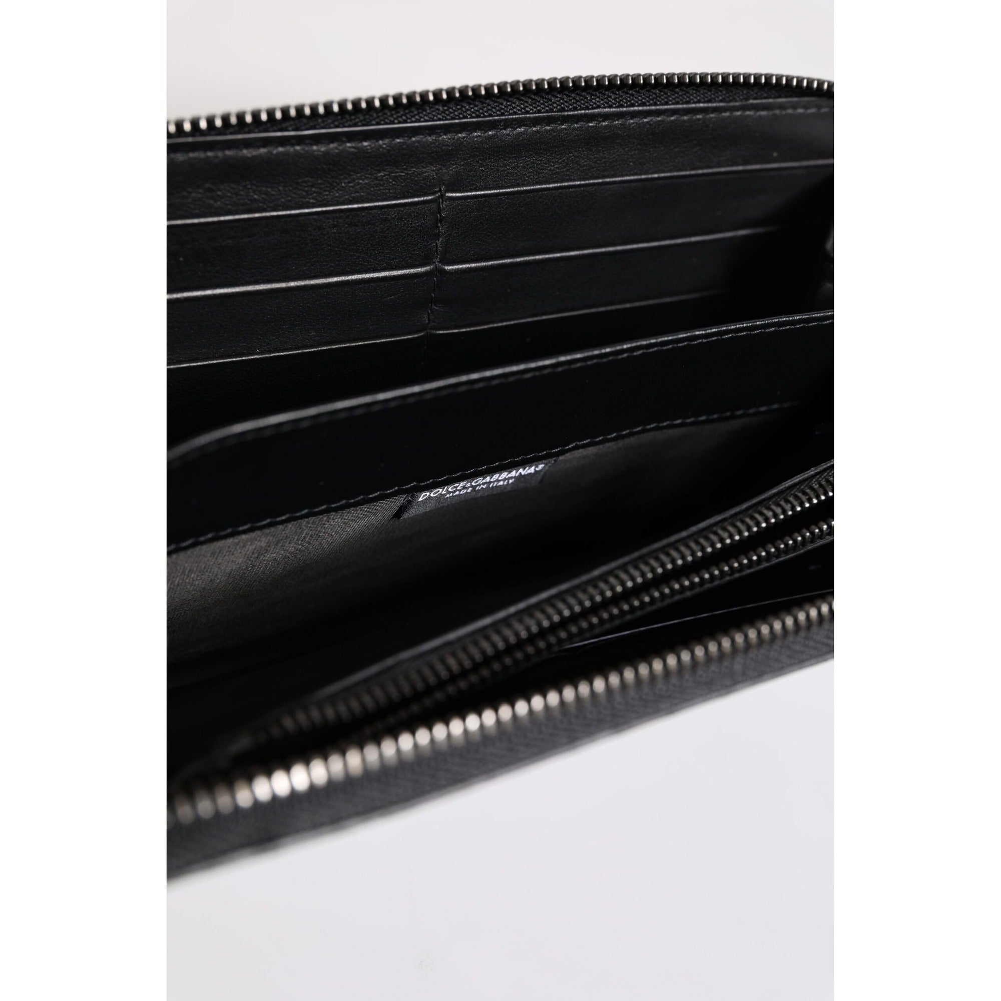 Portefeuille Continental Dolce & Gabbana en Cuir Exotique Gaufré Noir et Bleu