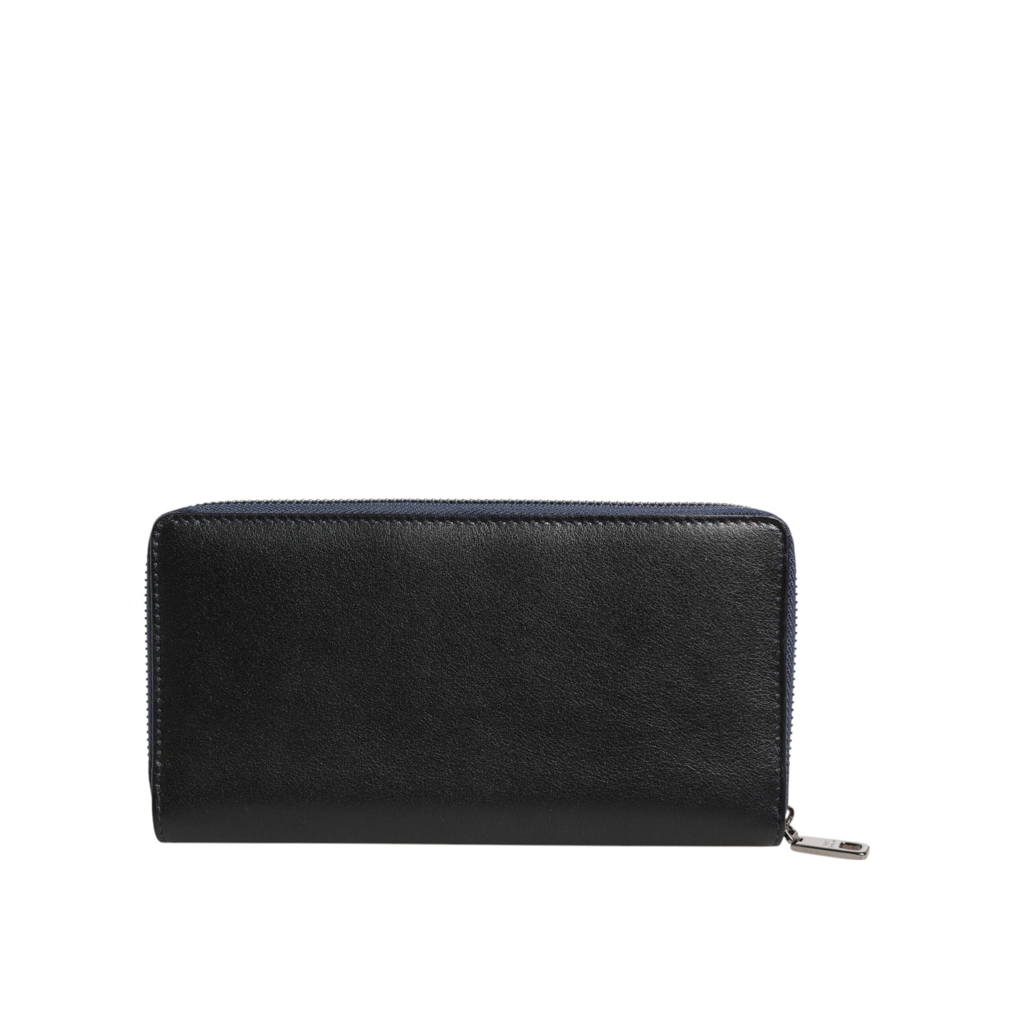 Dolce & Gabbana Black Blue Exotic Leather Continental Clutch Wallet