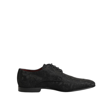 Dolce & Gabbana Black Brocade Lace-Up Derby Shoes