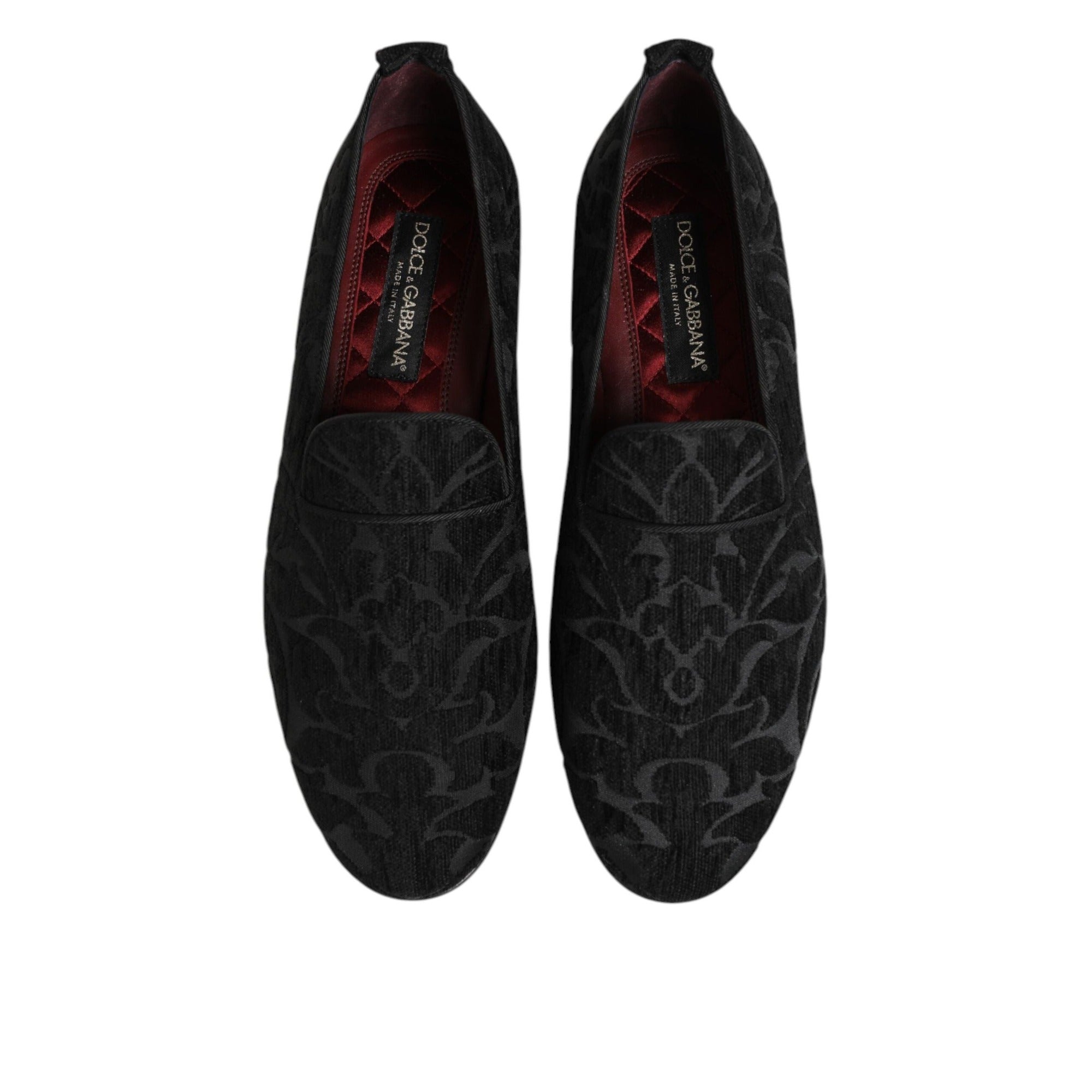 Mocassins Dolce & Gabbana en brocart noir Chaussures de ville à enfiler pour homme