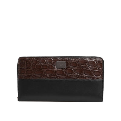 Portefeuille Continental pour Homme en Cuir Exotique Noir et Marron Dolce & Gabbana