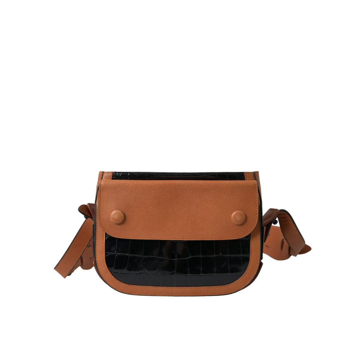 Balenciaga Black Brown Exotic Leather Camera Crossbody Bag