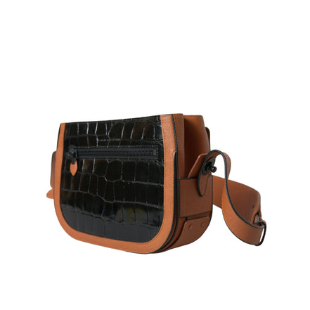 Balenciaga Black Brown Exotic Leather Camera Crossbody Bag